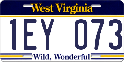 WV license plate 1EY073