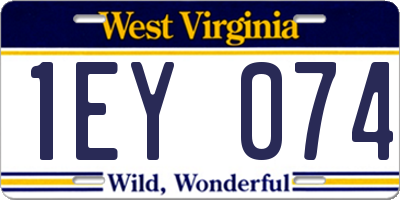 WV license plate 1EY074