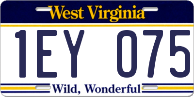 WV license plate 1EY075
