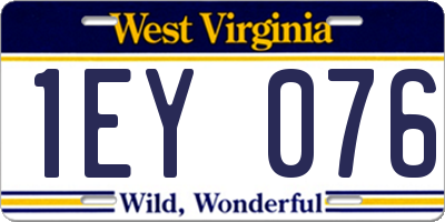 WV license plate 1EY076