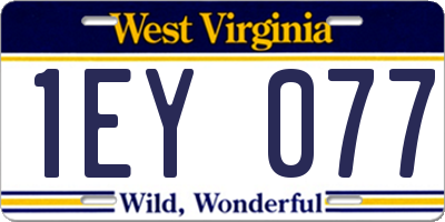 WV license plate 1EY077
