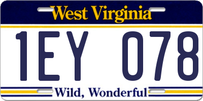 WV license plate 1EY078