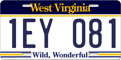 WV license plate 1EY081