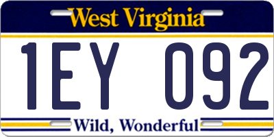 WV license plate 1EY092