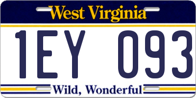 WV license plate 1EY093