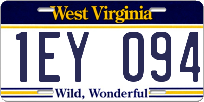 WV license plate 1EY094