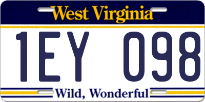 WV license plate 1EY098