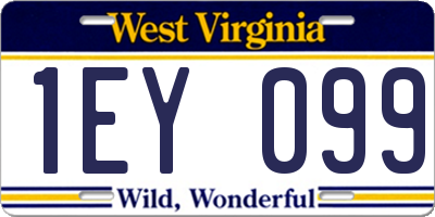 WV license plate 1EY099