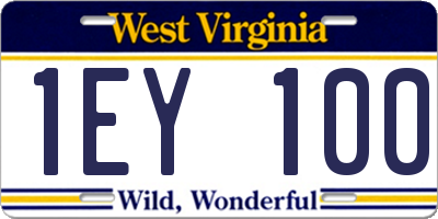 WV license plate 1EY100