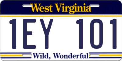 WV license plate 1EY101
