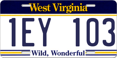 WV license plate 1EY103