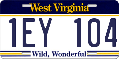 WV license plate 1EY104