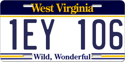 WV license plate 1EY106