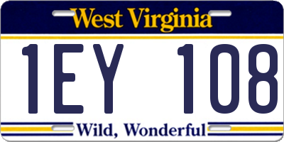 WV license plate 1EY108