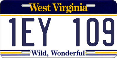 WV license plate 1EY109