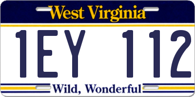 WV license plate 1EY112