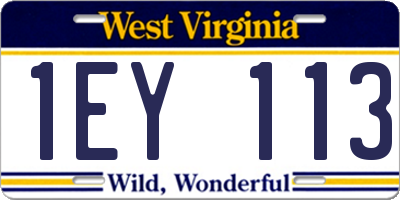 WV license plate 1EY113