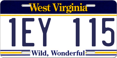 WV license plate 1EY115