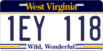 WV license plate 1EY118