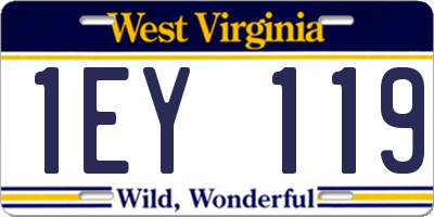 WV license plate 1EY119