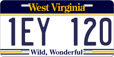 WV license plate 1EY120