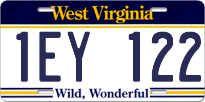 WV license plate 1EY122