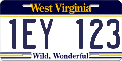 WV license plate 1EY123