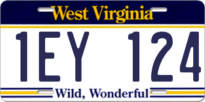 WV license plate 1EY124