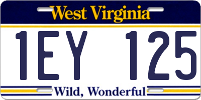 WV license plate 1EY125