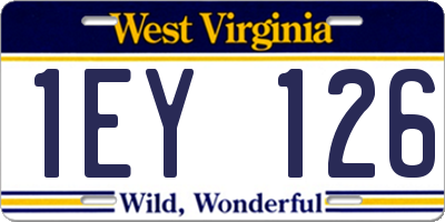 WV license plate 1EY126