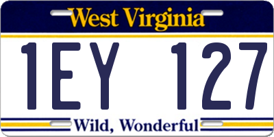 WV license plate 1EY127