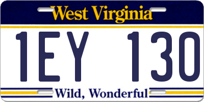 WV license plate 1EY130