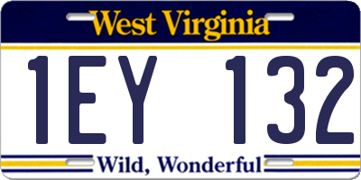 WV license plate 1EY132