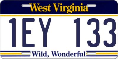 WV license plate 1EY133
