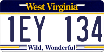 WV license plate 1EY134