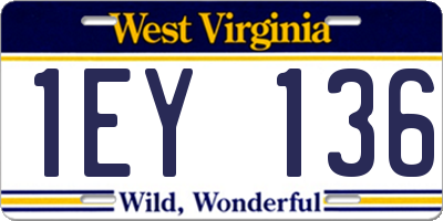 WV license plate 1EY136