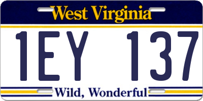 WV license plate 1EY137