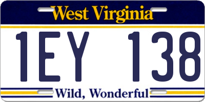 WV license plate 1EY138