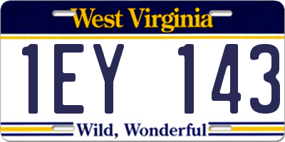 WV license plate 1EY143