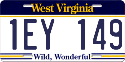 WV license plate 1EY149