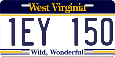 WV license plate 1EY150