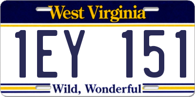 WV license plate 1EY151