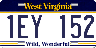 WV license plate 1EY152