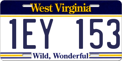 WV license plate 1EY153