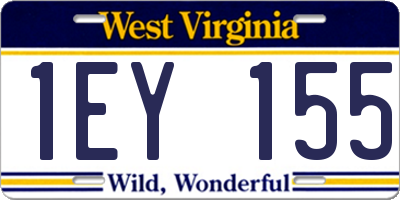 WV license plate 1EY155