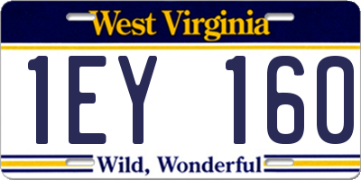 WV license plate 1EY160