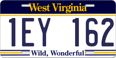 WV license plate 1EY162