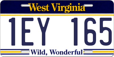 WV license plate 1EY165