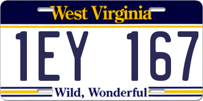 WV license plate 1EY167