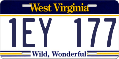WV license plate 1EY177